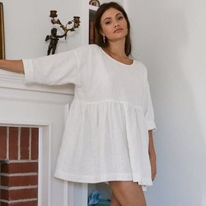 Stone cold fox white linen boxy dress. One size fits all